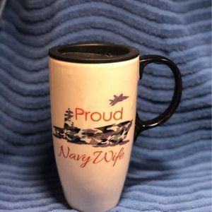 Proud Navy Wife Ceramic Coffee 17oz Travel Mug